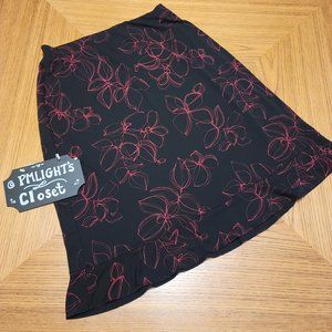 Relativity Black Skirt Large with Red Flowers